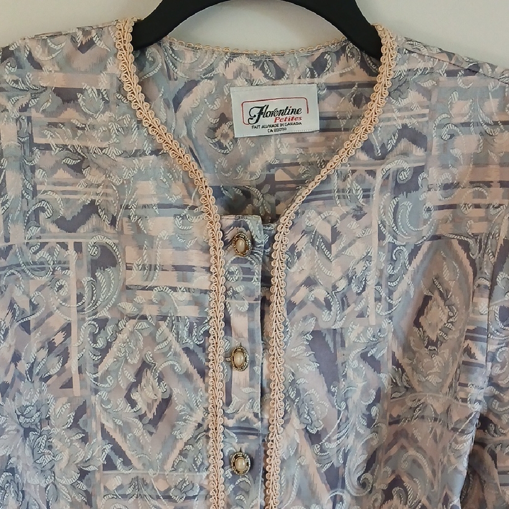 Vintage Florentine Petites Canadian Floral Patterned Button-Up Jacket Sz 12